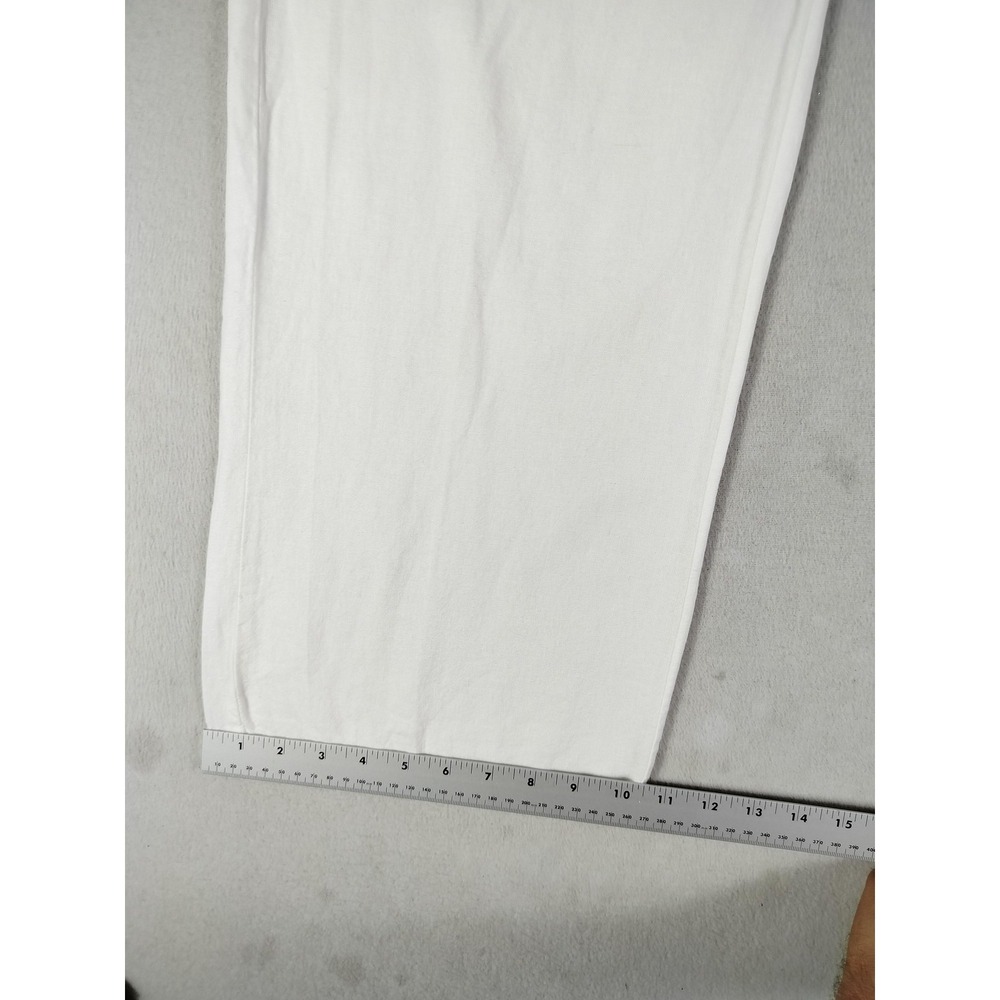 Old Navy Pants Womens Large White Linen Blend Wide Leg High Rise Drawstring - Picture 9 of 11